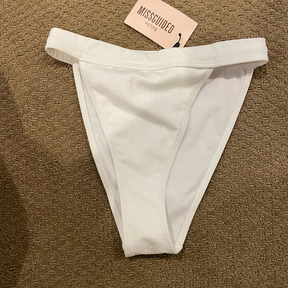 Missguided textured high waisted high leg tanga bikini bottom